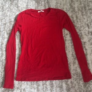 Deep red, full sleeve, full length basic tee shirt